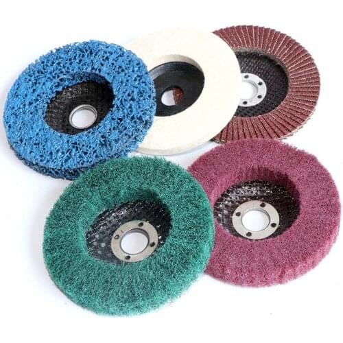 5pc 4 inch 4.5" Nylon fiber flap disc Wool Felt Polishing Wheel 100/115mm Poly Strip Abrasive Discs for Angle Grinder