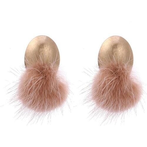 ELEGANCE11 Mink Fur Ball Earrings Luxury Design Women Statement Earrings Party Costume Earrings Jewelry Christmas Gift Girl