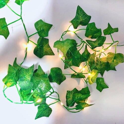 2M 20LED Leaf Garland Lamp for New Year Battery Powered Lamp LED Fairy String Lights for Christmas Wedding Party Art Decoration