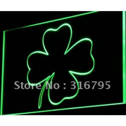 I903 FOUR LEAF CLOVER Home Decor NEW Light Signs On/Off Swtich 20+ Colors 5 Sizes