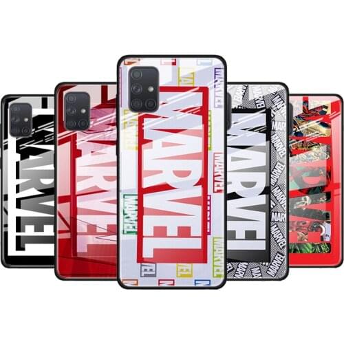 Marvel logo cool for Samsung Galaxy S21 Ultra A71 A51 4G 5G A91 A81 A41 A31 A21 A11 A01 Tempered Glass Phone Case