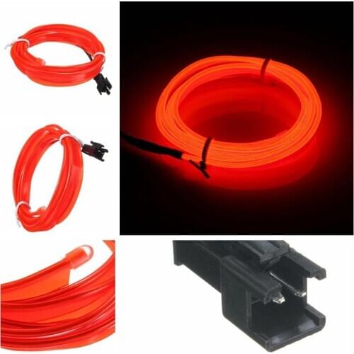 Red 5 m flexible modular EL neon glow LED lighting cord for automotive decoration