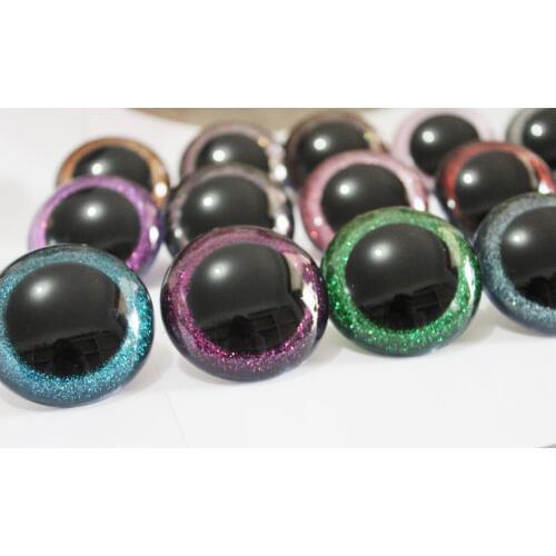 200pcs/lot --30mm/40mm/50mm big size round clear toy safety glitter eyes + glitter fabric + hard washers --size color option-N16