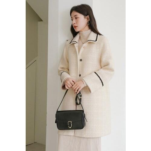 Small fragrant wind coat womens middle and long autumn and winter new style small man gentle Department loose temperament