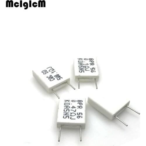 MCIGICM 10pcs BPR56 5W 0.1 0.15 0.22 0.33 0.5 ohm Non-inductive Ceramic Cement Resistor 0.1R 0.15R 0.22R 0.33R 0.5R
