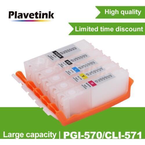 Plavetink PGI570 CLI571 XL Refillable Dye Ink Cartridge For Canon PGI-570 CLI-571 PIXMA TS8052 TS8053 TS9050 TS9055 Printers