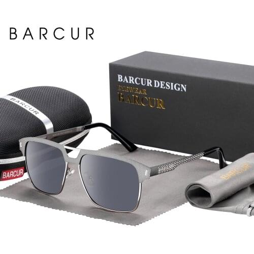 BARCUR 2021 Design Stainless Steel Frame Man Polarized Sunglasses Women Sun Glasses Driving Square Shades UV400 Protection