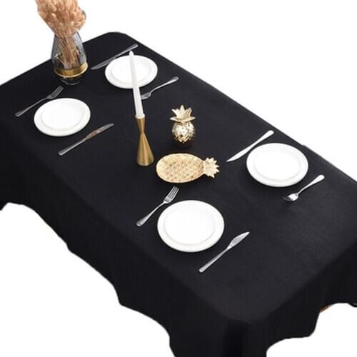 Solid Color Black Tablecloth Simple Modern Hotel table Cloth Rectangular Cotton Linen Fabric White Table Cover for Kitchen table