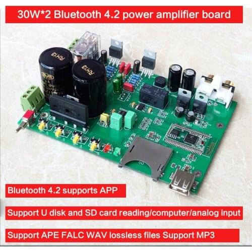30W*2 DIY Power Amplifier Board LM1875 Bluetooth 4.2 Power Amplifier Board Lossless Music Player ES9023 DAC Decoding