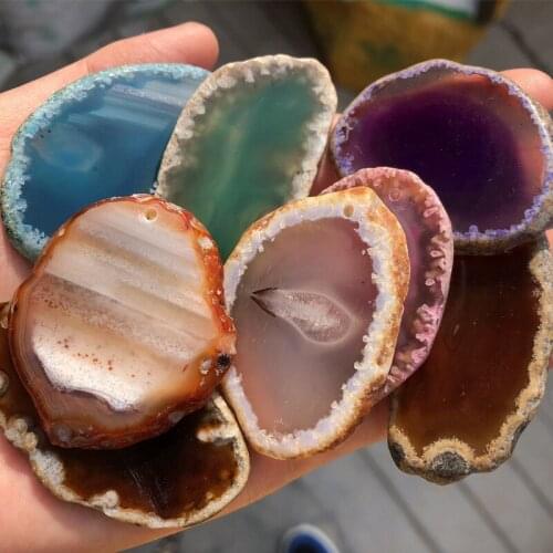 Reiki Healing Chakra Stone Natural Onyx Agates Pendants Multi Colorful Slice Irregular Real Agat Quartz Stone Pendant Women Male