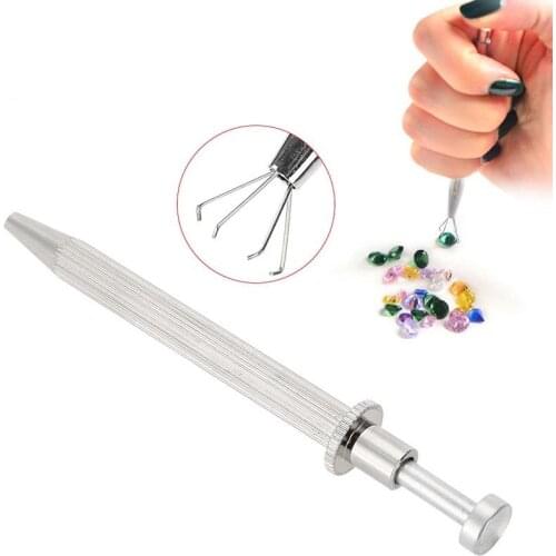 Professional Jewelry Holder Pick-up Tool Diamond Gems Prong Holder Tweezers Catcher Grabbers with 4 Claws Jewelry Making Tool