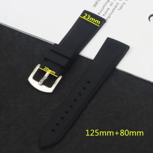 Watchband Accessories for Armani strap 23mm Black Soft Silicone For AR5946 AR5948 AR5869 AR5878 Flat end with Needle Watch Band