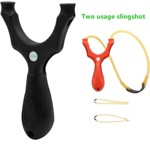 Two usage 2 Colors Shooter Slingshot Portable High-Precision Tie-Free flat Round Leather Catapult Hunting Bow