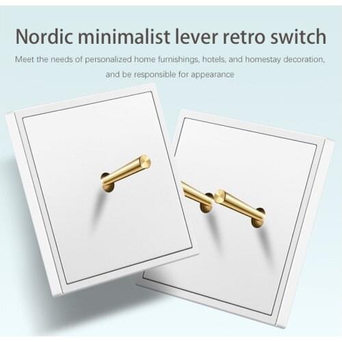 White Wall Vintage Brass Lever Toggle Switch 1-4 Gang 2 Way Flame Retardant PC Panel Wall Light Switch