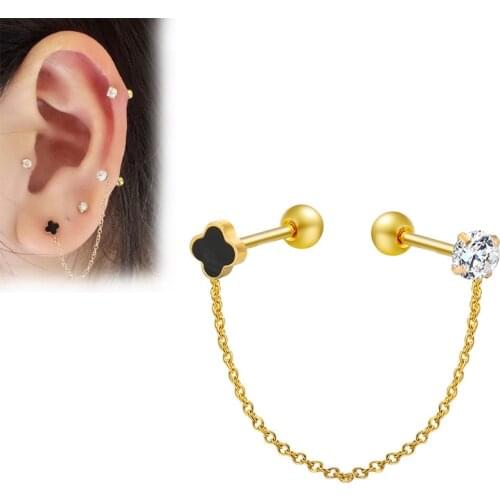 1 pcs Punk Rock Leaf Chain Tassel Dangle Ear Cuff Wrap Earring 3 Colors Ear Stud in jewelry