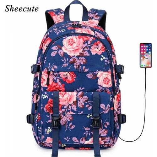 Teenage Girls School Backpacks for Women Casual Laptop Backpack Female Student Schoolbag Oxford Cloth Waterproof Print Backpack