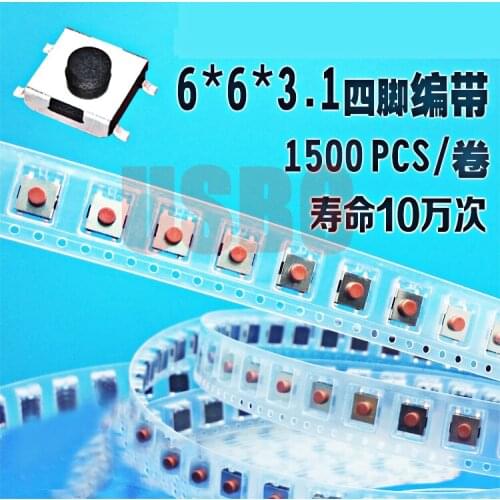 SMT SMD 4PinsTape Type Tact button micro switch 6*6*3.1mm Touch Tact Switch--1500PCS/LOT