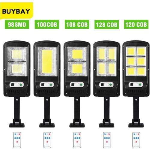 BUYBAY 98/100/108/128/120 COB Solar Lights Outdoor Wireless COB Solar Motion Sensor Security Lamp with 3 Lighting Modes