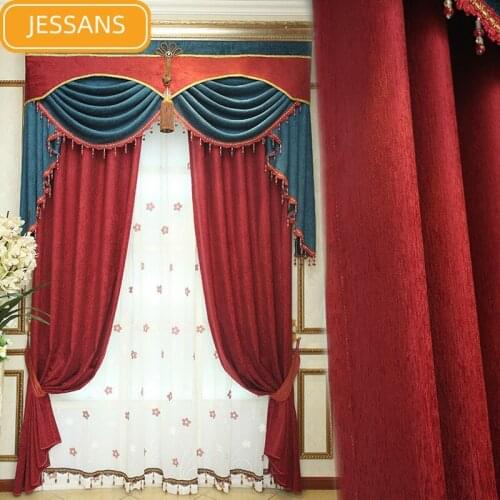 European-style High-end Thick Chenille Curtains Luxury Blackout Curtains for Living Room Bedroom Floor-to-ceiling Windows