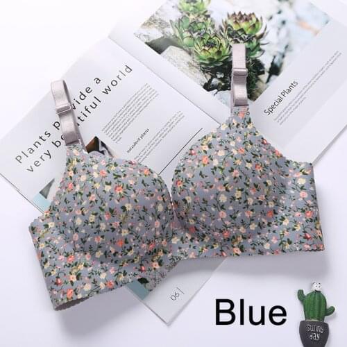 Women One-Piece Floral Push Up Seamless Bra Sexy Lingerie Flower Print Gathered Bras UnderwearIntimates