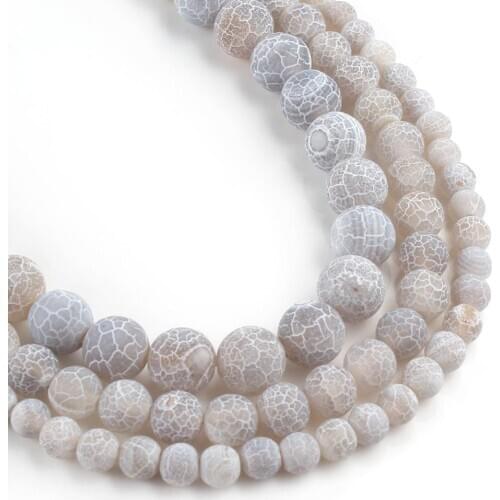 Natural Stone Matte Grey White Dream Dragon Stripe Agates Onyx Stone Beads For Jewelry Making DIY Bracelet 6/8/10mm 15"Strand