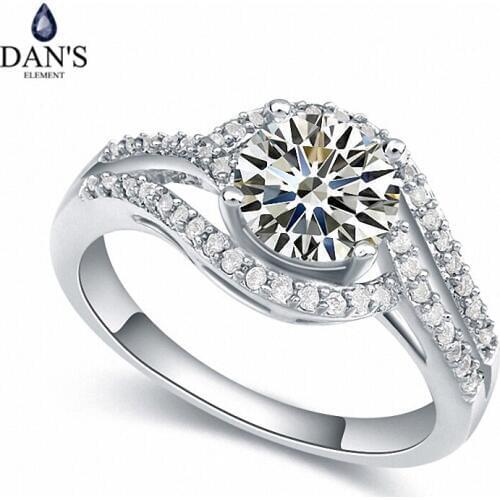 DANS Real Austrian Crystals Brand AAA Zirconia Micro Inlays Fashion Ring for women New Geometric 110011white