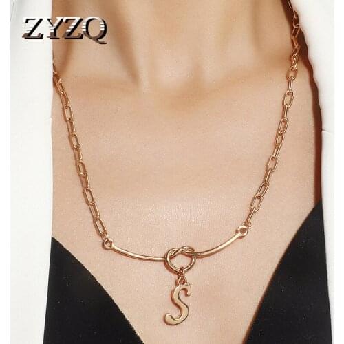 ZYZQ 2021 New Simple Letter "S" Pendant Necklace For Women Fashion Temperament Clavicle Chain Personality Jewelry Accessories