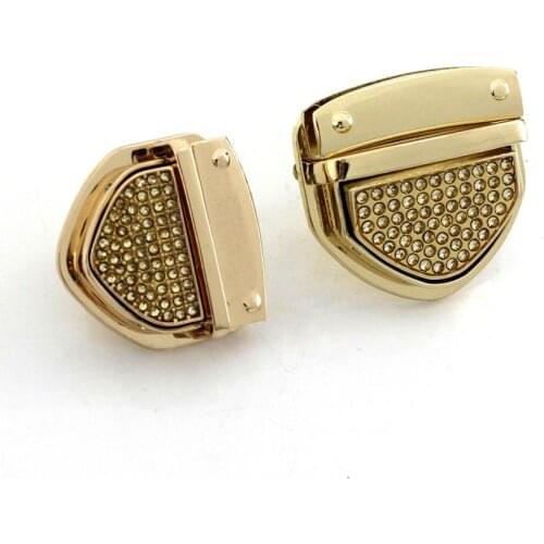 1pcs Metal Rhinestone Tongue Lock Clasp Turn Twist Switch Buckle for Bag Luggage Hardware DIY Leather Craft Accessories