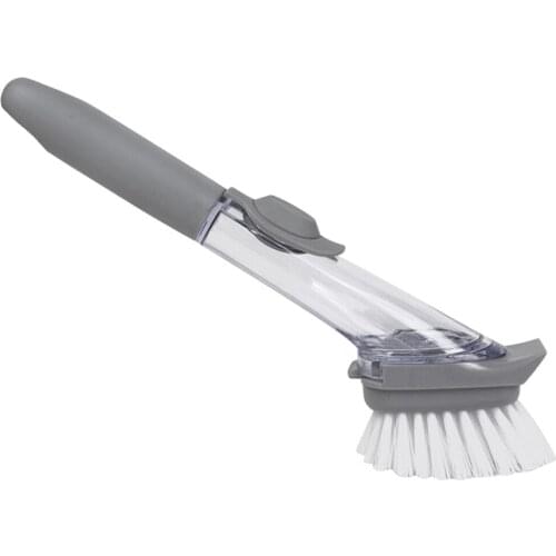 3 Sponge Head Soap Dispensing Dish Brush Non-Stick Oil Kitchen Washing Brush