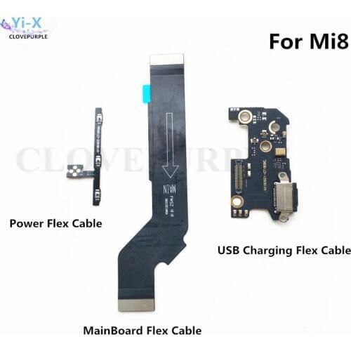 5PCS Power Volume & USB Charging Board Flex Cable & Motherboard MainBoard Connections Flex Cable For Xiaomi 8 MI8 Mi 8