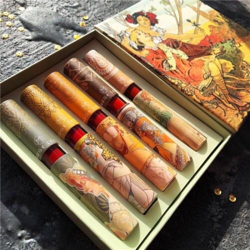 5PCS Lipstick Cosmetic Set Natural Matte Red Velvet Pumpkin Color Cute Liquid Lipstick Kit Lasting Not Fading Lip Makeup TSLM1