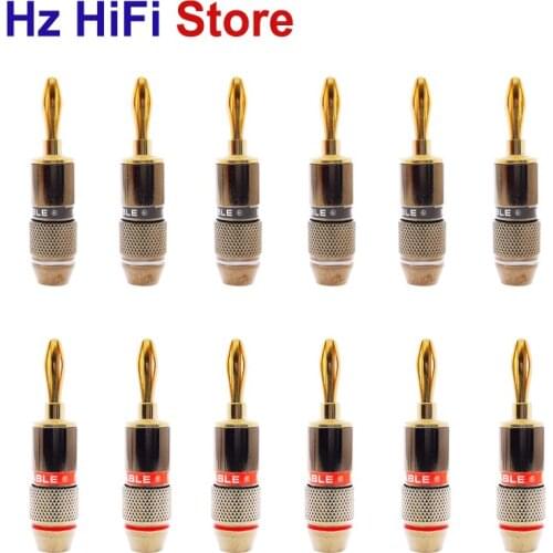 8/12PCS High quality Banana Plug 24K Gold Plated Pure Copper Speaker Adapter Screw Speaker Plugs Audio Connectors