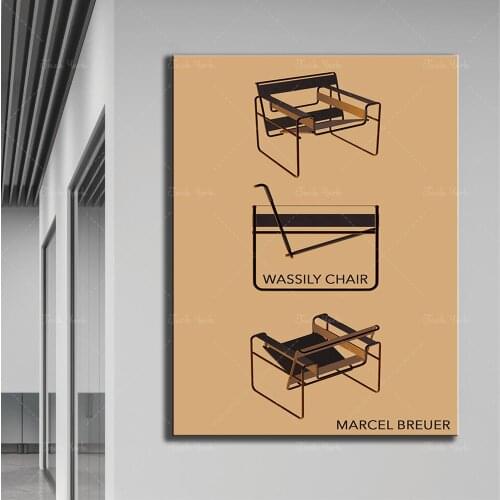 Architecture vintage print Bauhaus Marcel Breuer - Wassily chair minimal design minimalist poster midcentury
