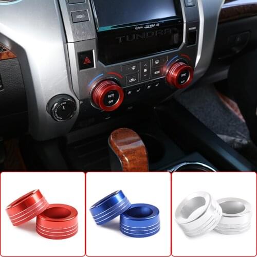 Car Aluminum Alloy Air Conditioning Knob Decorative Cover Ring Adjust Trim Cover For Toyota Tundra 2014-2021 Auto Accessories