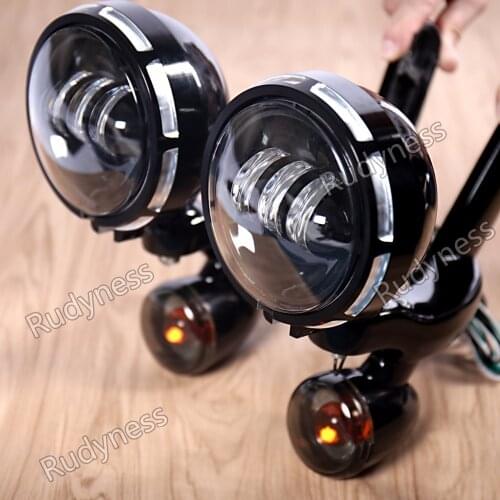 Gloss Black Burst LED Auxiliary Lighting Bracket For Harley Electra Glide Road King FLHR Street Glide FLHX 1996-2013