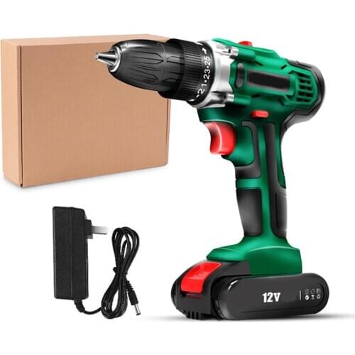 12V Mini Cordless Drill Rotary Tool 3/8'' 2 Speed Electric Hammer Screwdriver With Battery Charger Power Tool Set