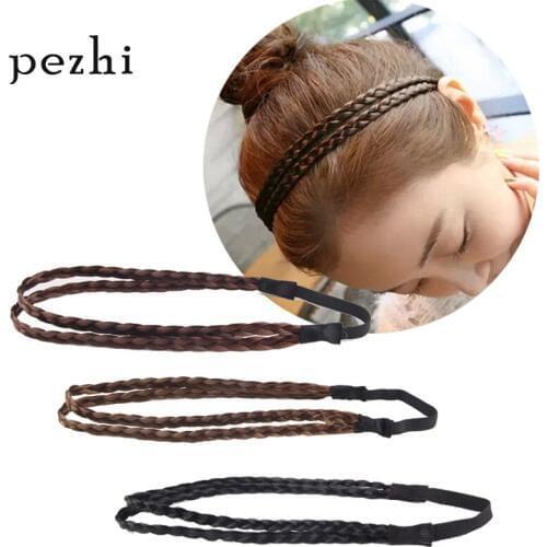 European and American fashion hair accessories personality double elastic twist braided wig braid headband hairband