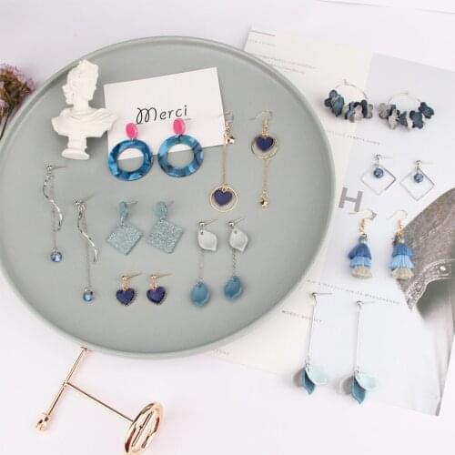 Haze blue cold wind autumn and winter earrings earrings earrings diy ear jewelry accessories material package high cold