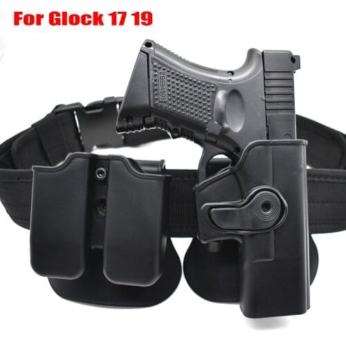 IMI Tactical Hunting Gun Holster for Glock 17 19 22 26 31 Pistol Airsoft Waist Belt Holster with Glock Belt Clip Magazine Pouch