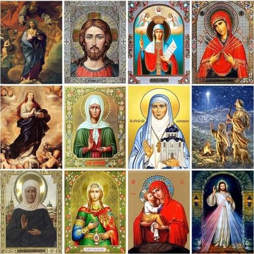 DIY Religion Icon 5D Diamond Painting Full Square Drill Cross Stitch Cartoon Diamond Embroidery Mosaic Home Decor Gift Wall Art