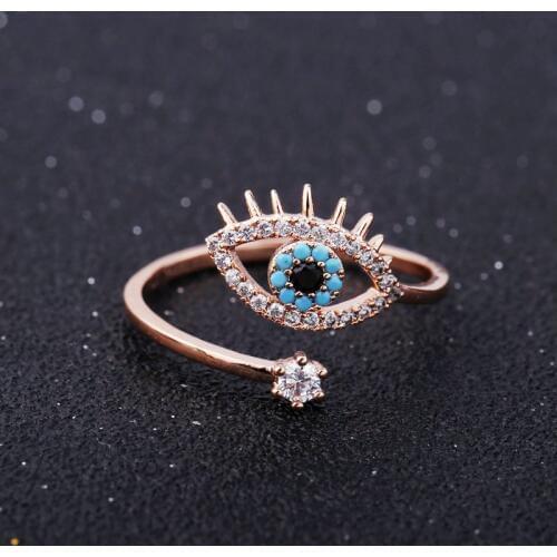 Lucky Eye Open Rings Evil Eye Copper Micro Pave Cubic Zircon Ring Jewelry Adjustable Women Ring Jewelry EY3472