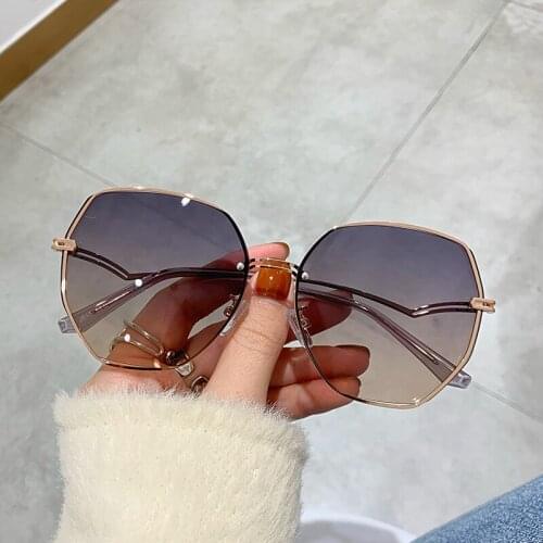 Square Frameless Sunglasses For Women 2021 Vintage Design Fashion Shades Sun Glasses Bulk Sunglass Wholesale