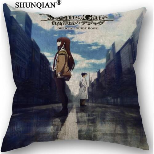 Linen Cotton Pillowcase Steins;Gate Pillow Cover Home Textiles Decorative Pillowcase Customize Gift 45x45cm one side