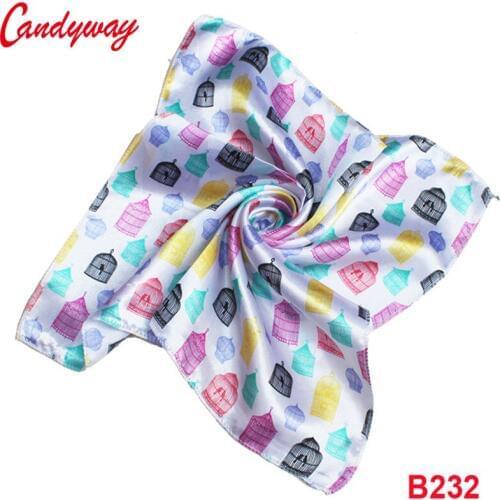 Fashion Printed cute cage 50x50cm Headscarf Head neckerchief elegent scarf Silk Accessories Fashion Ladies bb232
