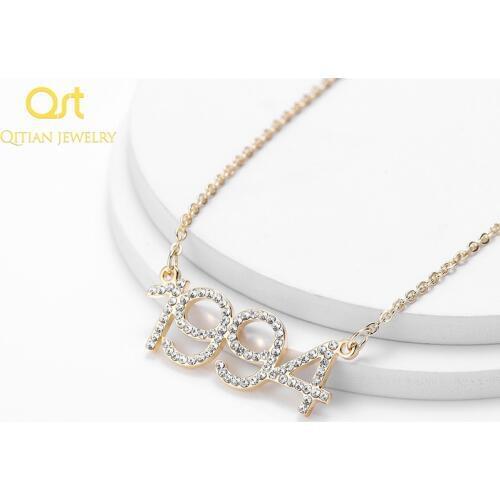 Men Hip Hop Ice Out Bling Custom Special Date Year Number Necklace Birth Year Pendant Personalized Gifts For Men Women