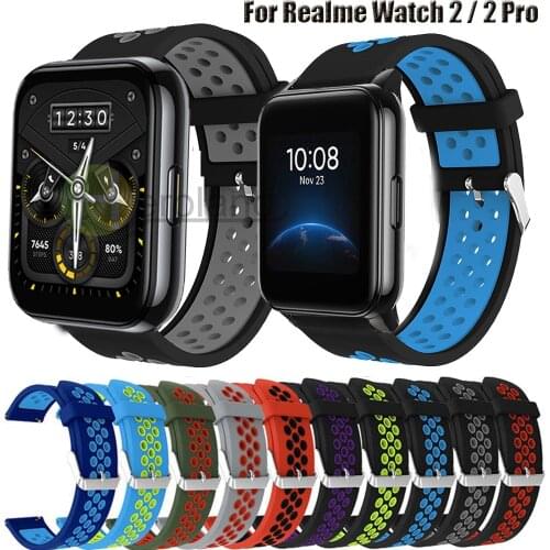 Soft Silicone 22MM Strap For Realme Watch 2 / 2 pro Smart Watchband Replacement Wristband For Realme Watch S pro bracelet belt