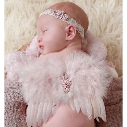 Set Newborn Photography Props Crochet Costume Cute Angel Wing Photo Baby Girls Clothes Outfits Fotografia Accessories Pink