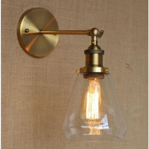 Nordic Loft Industrial Vintage Wall Light Fixtures Golden Iron Glass Lampshade Antique Lamp Edison Wall Sconce Lampara Pared