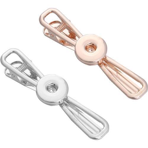 New Snap Jewelry Silver Color Rose Gold Snap Hair Clip for Women Girl Fit 18mm Charms Button Snaps DIY Tie Clips Jewelry