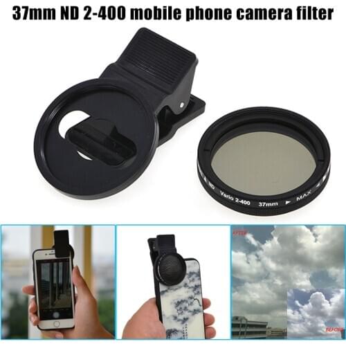 New Adjustable 37mm Neutral Density Clips-on ND2-ND400 Phone Camera Filter Lens for Smartphone New Arrival